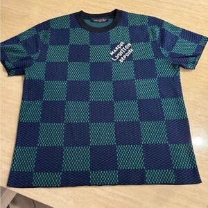 Louis Vuitton Blue and Green Checkered Men's Shirt